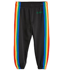 Mini Rodini Jogginghosen - Rainbow Stripe - Schwarz