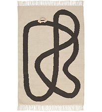 ferm Living Tapijt - 70x105 cm - Off-White/Chocolate m. Vejba