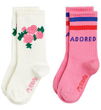 Mini Rodini Socks - 2-Pack - Roses - Pink