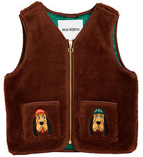 Mini Rodini Waistcoat - Faux Fur - Bloodhound - Brown