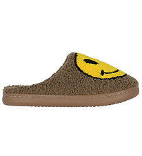 By Str Chaussons - Marron/Jaune av. Smiley