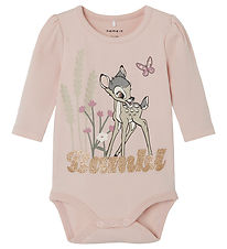 Name It Bodysuit l/s - Bambi - NbfDroma - Sepia Rose w. Print