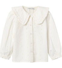 Name It Shirt - NmfSafune - Jet Stream w. Embroidery Anglaise
