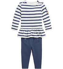 Polo Ralph Lauren Blússa/Leggings - Dökkblátt/Hvítur