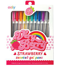 Ooly Ballpoint pens w. Strawberry scent - 12 pcs - Very Berry