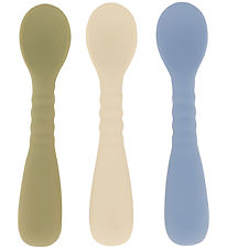 Mikk-Line Spoon - 3-Pack - Silicone - White Swan/Faded Denim/Dri