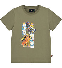 LEGO Ninjago T-Shirt - LWTano 132 - Dusty Groen m. Print