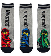 LEGO Ninjago Socks - 3-Pack - LWAris 100 - Grey Melange w. Ninj