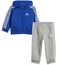 adidas Performance Sweatset - I 3S FZ FL - Blå/Gråmelerad m. Vit