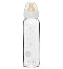 Hevea Feeding Bottle - 240 mL - Glass/Natural Rubber - White