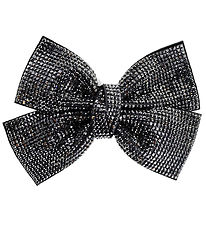 By Str Bow Hair Clip - Blanka - 9.5 cm - Black w. Glitter Stone