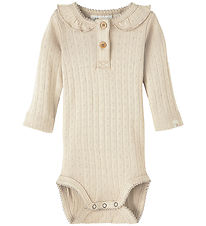 Lil' Atelier Bodysuit l/s - Noos - NbfRachel - Fog w. Pointelle