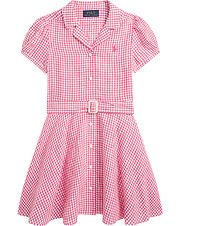 Polo Ralph Lauren Kjóll - Gingham - Hör - Bleikt/Hvít - köflótt
