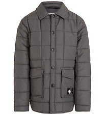 Calvin Klein Thermojasje - Gewatteerd Badge - Donkergrijs
