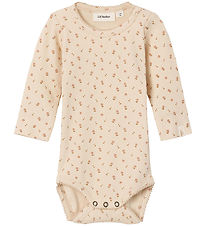 Lil' Atelier Bodysuit l/s - NbfGago - Noos - Fog w. Flowers