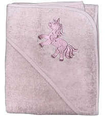 Nrgaard Madsens Hooded Towel - 75x75 cm - Pale Mauve w. Unicorn