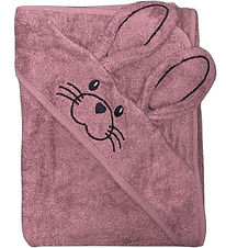 Nrgaard Madsens Hooded Towel - 100x100 cm - Dusty Red w. Rabbit