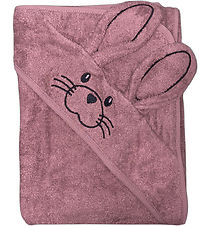 Nørgaard Madsens Baby towel - 100x100 cm - Dusty Red w. Rabbit