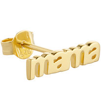 Design Letters Earring - 1 pcs - MAMA - 18K Gold Plated
