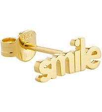 Design Letters Earring - 1 pcs - Smile - Gold