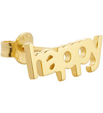 Design Letters Earring - 1 pcs - Happy - 18K Gold Plated