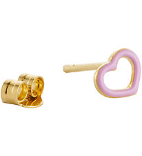 Design Letters Earring - 1 pcs - Purple Heart - 18K Gold Plated