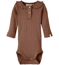 Lil Atelier Romper l/s - Noos - NbfRachel - Johannesbrood Brown