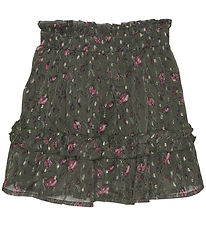 Creamie Skirt - Olive Night/Pink w. Flowers