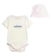 adidas Performance Gift Box - Bodysuit s/s/Beanie - White/Pink