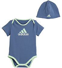 adidas Performance Gift Box - Bodysuit s/s/Beanie - Blue/Mint