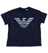 Emporio Armani Stuttermabolur - Dökkblátt M. Lógó