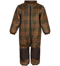 Mikk-Line Thermosuit w. Lining - Recycled - Forest Night w. Chec