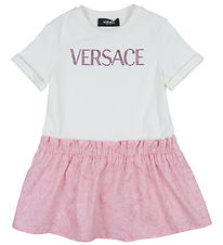 Versace Dress - White/Pink w. Rhinestone