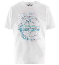 Stone Island T-Shirt - Wit m. Groen