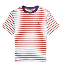 Polo Ralph Lauren T-Shirt - Wit/Rode streep m. Navy