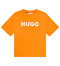 HUGO T-Shirt - Light Mango m. Wit