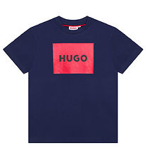 HUGO T-Shirt - Middeleeuws Blue m. Rood