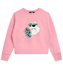 Karl Lagerfeld Blouse - Cropped - Pink w. Cat/Sequins