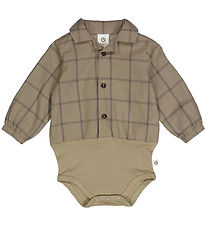 Msli Shirt Bodysuit l/s - Check - Cashew