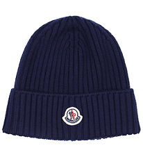 Moncler Knitted Beanie - Wool - Navy