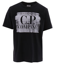 C.P. Company Stuttermabolur - Svart M. Hvítur
