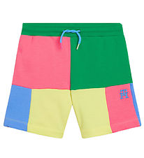 Tommy Hilfiger Sweatshorts - U Colorblock Monogram - Grn/Gelb/P