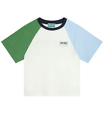 Kenzo T-shirt - Ivory w. Green/Light Blue