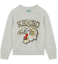 Kenzo Sweatshirt - Grau Meliert m. Tiger