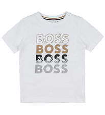 BOSS T-shirt - White w. Black/Brown