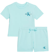 Calvin Klein Set - T-Shirt/Shorts - Monogramm-Logo - Blue Tönung