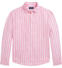 Polo Ralph Lauren Overhemd - Lismore - Linnen - Roze/Wit Gestree