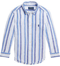 Polo Ralph Lauren Overhemd - Linnen - Blauw/Wit Gestreept