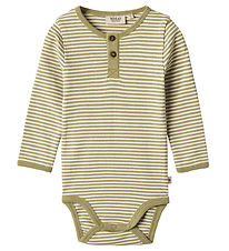 Wheat Bodysuit L/æ - Benny - Sage Green Stripe