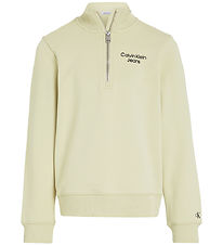 Calvin Klein Sweatshirt - Terry Halbreiverschluss - Green Haze